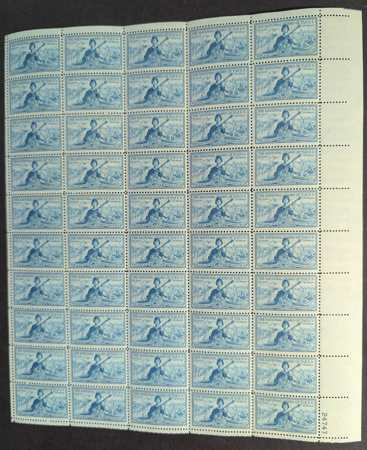 1953 USA National Guard 3c Sheet -Scott 1017 -MNH, Undisturbed OG -No Sig Flaws