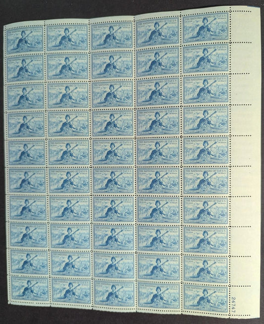 1953 USA National Guard 3c Sheet -Scott 1017 -MNH, Undisturbed OG -No Sig Flaws