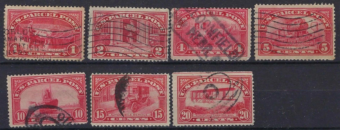 1913 USA Parcel Post - Scott Q1,Q2, Q4-Q8 - Used - No Thins Observed