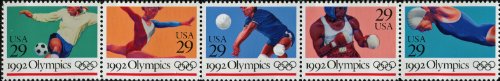 1992 USA Summer Olympics in Spain - Strip of 5 29c Stamps - Scott 2641 - MNH,OG