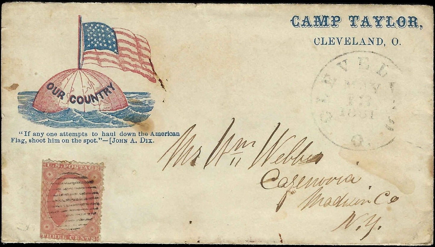 5-12-1861 Civil War Letter From Earliest Days of Camp Taylor, Cleveland - Rare!