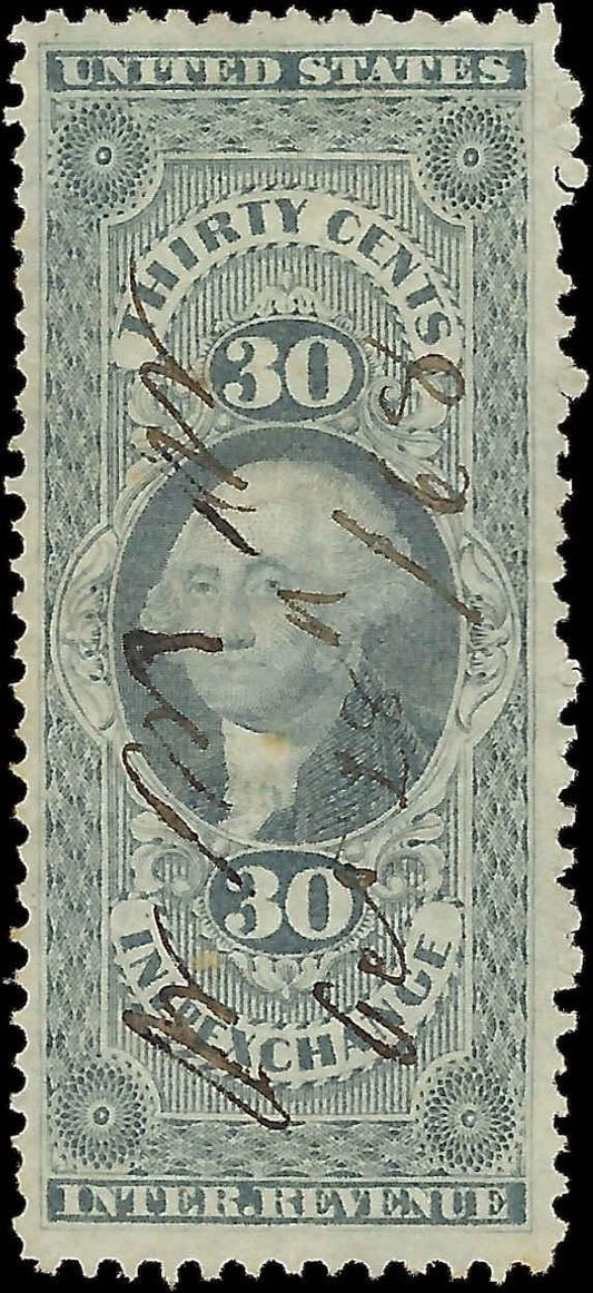 c1862- Scott R52c 30c Inland Exchange Revenue Stamp - Well Centered!
