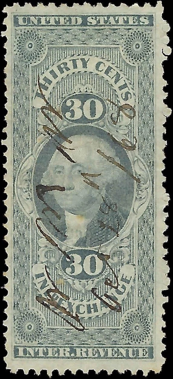 c1862- Scott R52c 30c Inland Exchange Revenue Stamp - Well Centered!