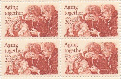 1982 Aging Together Block of 4 20 c Postage Stamps, Scott 2011, MNH, OG