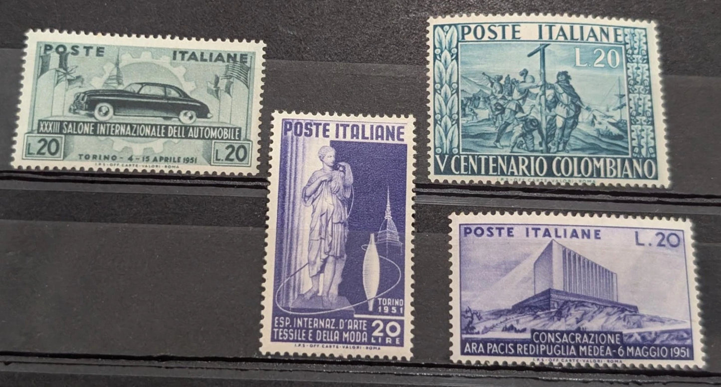 1951 Italy -Scott 570-571,577-578 - Clean Undisturbed OG! -Post Office Fresh!