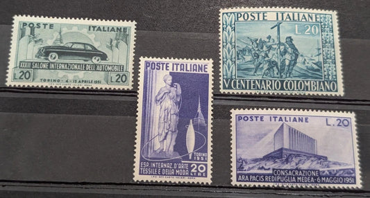 1951 Italy -Scott 570-571,577-578 - Clean Undisturbed OG! -Post Office Fresh!