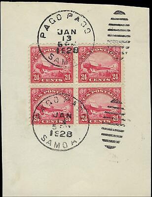 VEGAS - 1928 Air Post Air Mail 24c Block - Scott C6 - On Cover Portion -Pago Pago