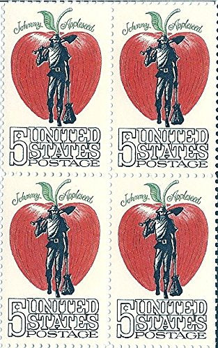 1966 Johnny Appleseed Block Of 4 5c Postage Stamps, Scott 1317, MNH, OG