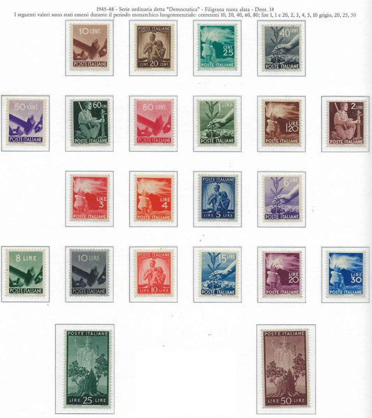 1945 Italy - Scott 463-476 - All MNH, Clean Undisturbed OG! -Choice! -Cat= $175!