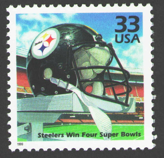 1999 Celebrate the 1970s Pittsburg Steelers Single 33c Stamp, Scott 3189e, MNH, OG