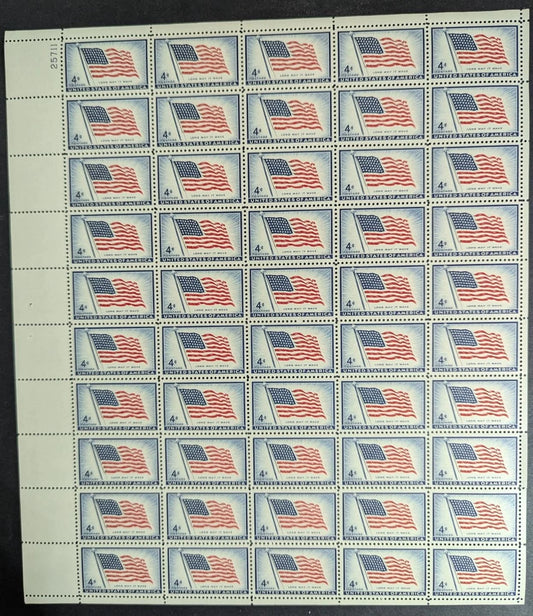 1957 USA 3c 48 Stars Flag Sheet -Scott 1094 -MNH, Undisturbed OG -No Sig Flaws