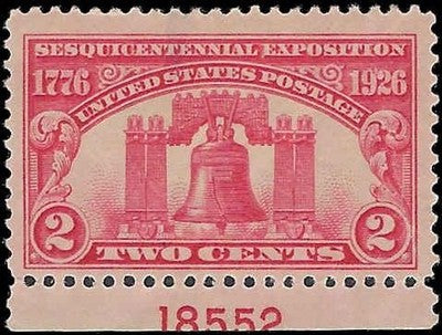 c1926 - Scott 627 Sesquicentennial Expo with Plate # - MH, OG - Thin