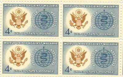 1962 Malaria Block of 4 4c Postage Stamps, Sv#1194, MNH, OG