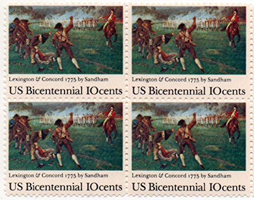 1975 Battles of Lexington Concord Block of 4 10c Postage Stamps, Scott1563, MNH