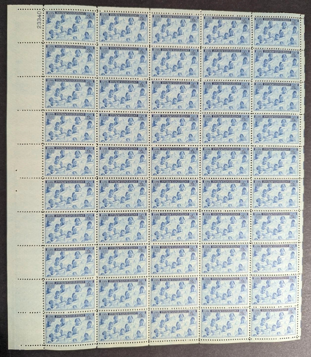 1945 USA US Navy 3c Sheet -Scott 935 -MNH, Undisturbed OG -No Sig Flaws -2