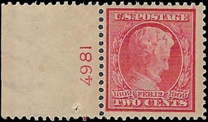 c1909 - USA Lincoln Sc# 367 - MLH, OG - Well Centered With Plate Number