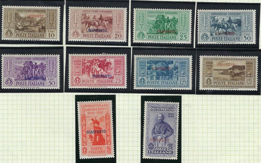 1932 Italy Offices In Scarpanto Scott 17-26 - All Mint Lightly Hinged! - Choice