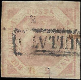 VEGAS - 1858 Two Sicilies Naples Italy 2g Stamp - Sc# 3 - Pale Lake - Small Tear