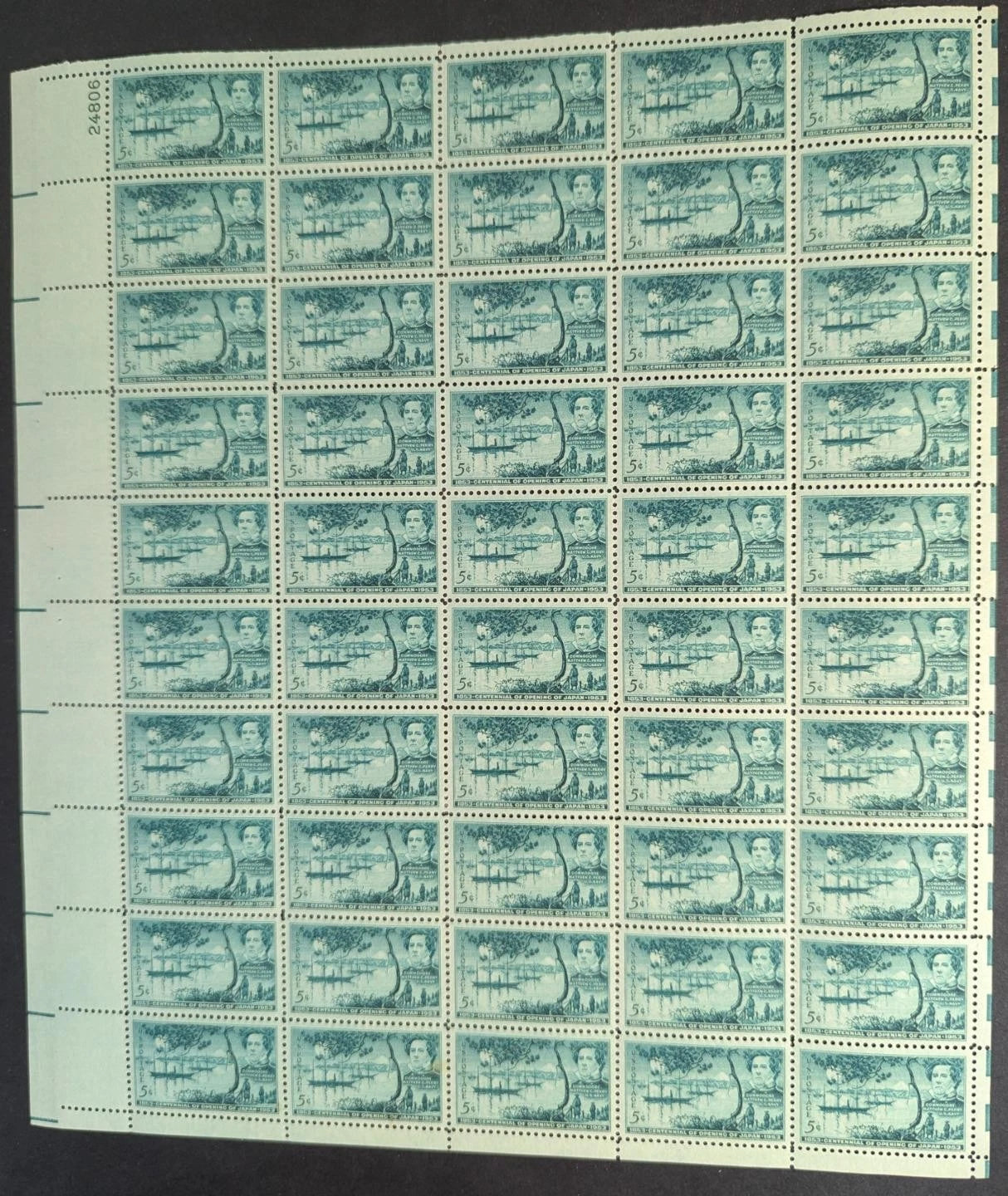 1953 USA Japan Opening 3c Sheet -Scott 1021 -MNH, Undisturbed OG -No Sig Flaws