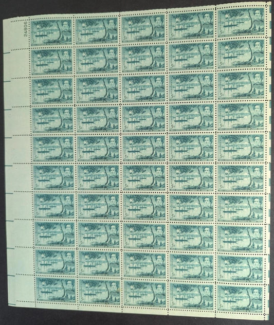 1953 USA Japan Opening 3c Sheet -Scott 1021 -MNH, Undisturbed OG -No Sig Flaws