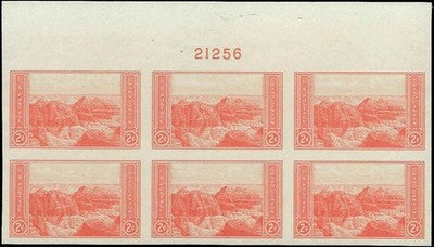 c1935 - #757 Grand Canyon - Imperf Plate Block of 6 - MLH