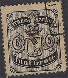 c1866 Bremen, Germany 5gr - Scott 12 - Used - Perf 12.5 - Corner Perf - Cat= $325