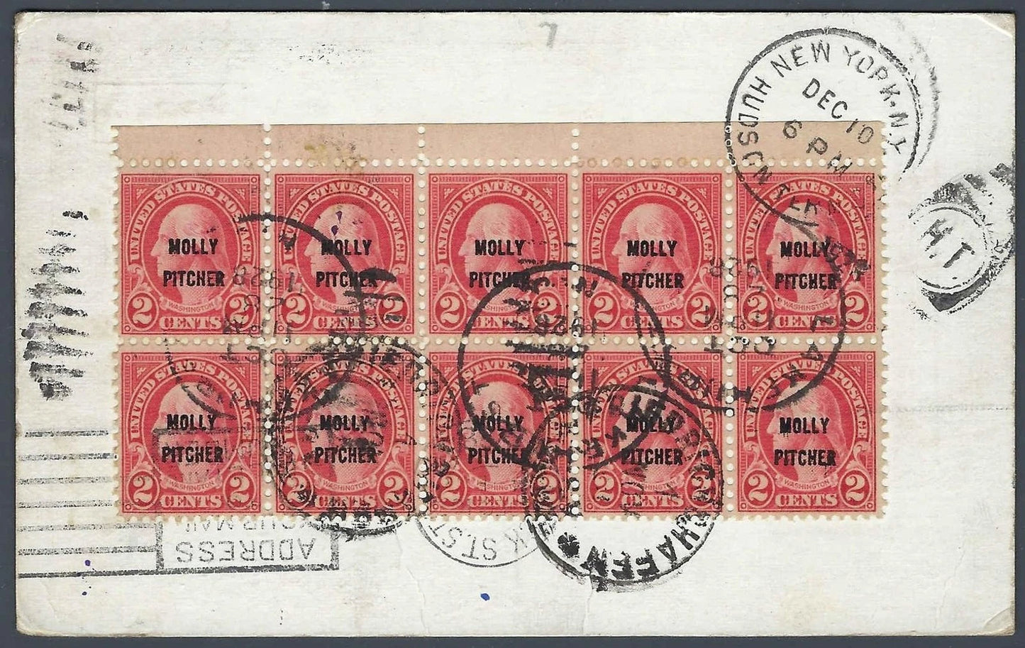 1928 Graf Zeppelin LZ-127 Flight Cover 53c Postcard Rate Molly Pitcher Block
