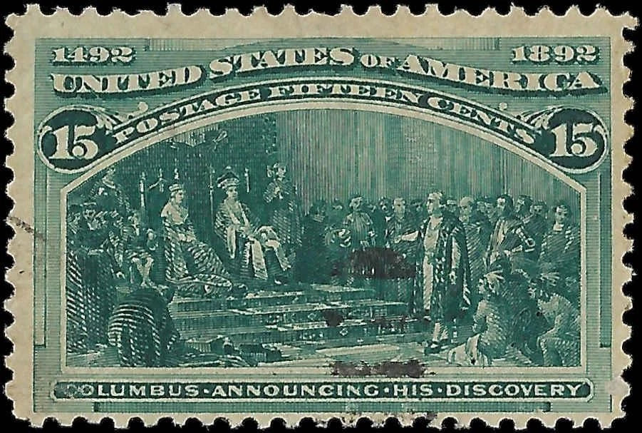 1893 USA - Scott 238 - 15c - Columbian - Used - Light Cancel - Solid!
