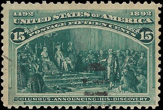 1893 USA - Scott 238 - 15c - Columbian - Used - Light Cancel - Solid!