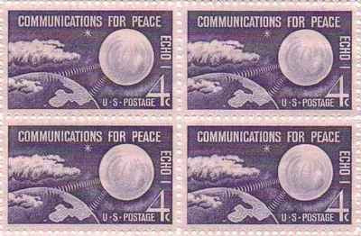 1960 Communications for Peace Block of 4 4c Postage Stamps, Scott 1173, MNH, OG