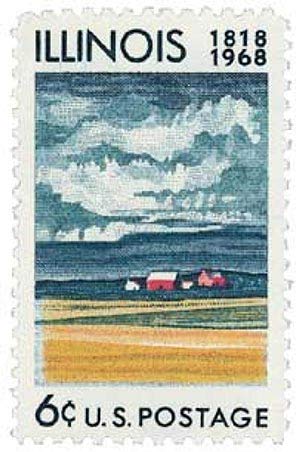 1968 Illinois Statehood Single 6c Postage Stamp, Scott 1339, MNH, OG