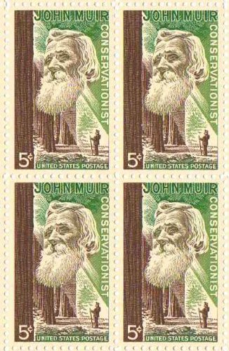 1964 John Muir Block of 4 5c Postage Stamps, Scott 1245, MNH, OG