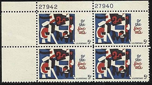 1964 Fine Arts Plate Block of 4 5c Postage Stamps - Scott 1259 - MNH,OG