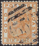 VEGAS - 1875 Gold Coast 6p - Scott 3 - Perf 12.5 - Small Tear Bottom