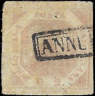 VEGAS - 1858 Two Sicilies Naples Italy 2g Stamp - Scott 3 - Used - Pale Lake