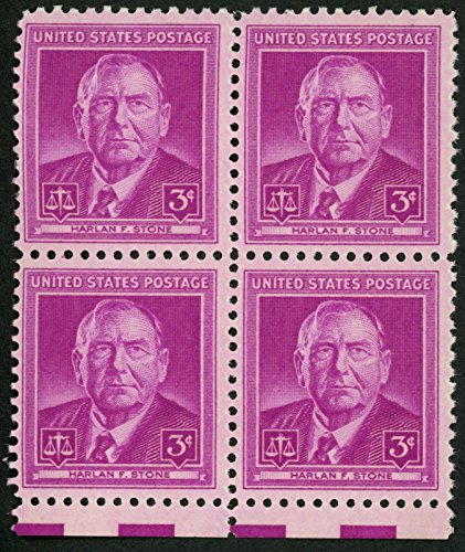 1948 Supreme Court Justice Harlan F Stone Block 4 3c Stamps, Scott 965, MNH, OG