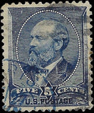 c1888 5c Garfield - Sc# 216 - Used with Good Centering! - Blue Cancel