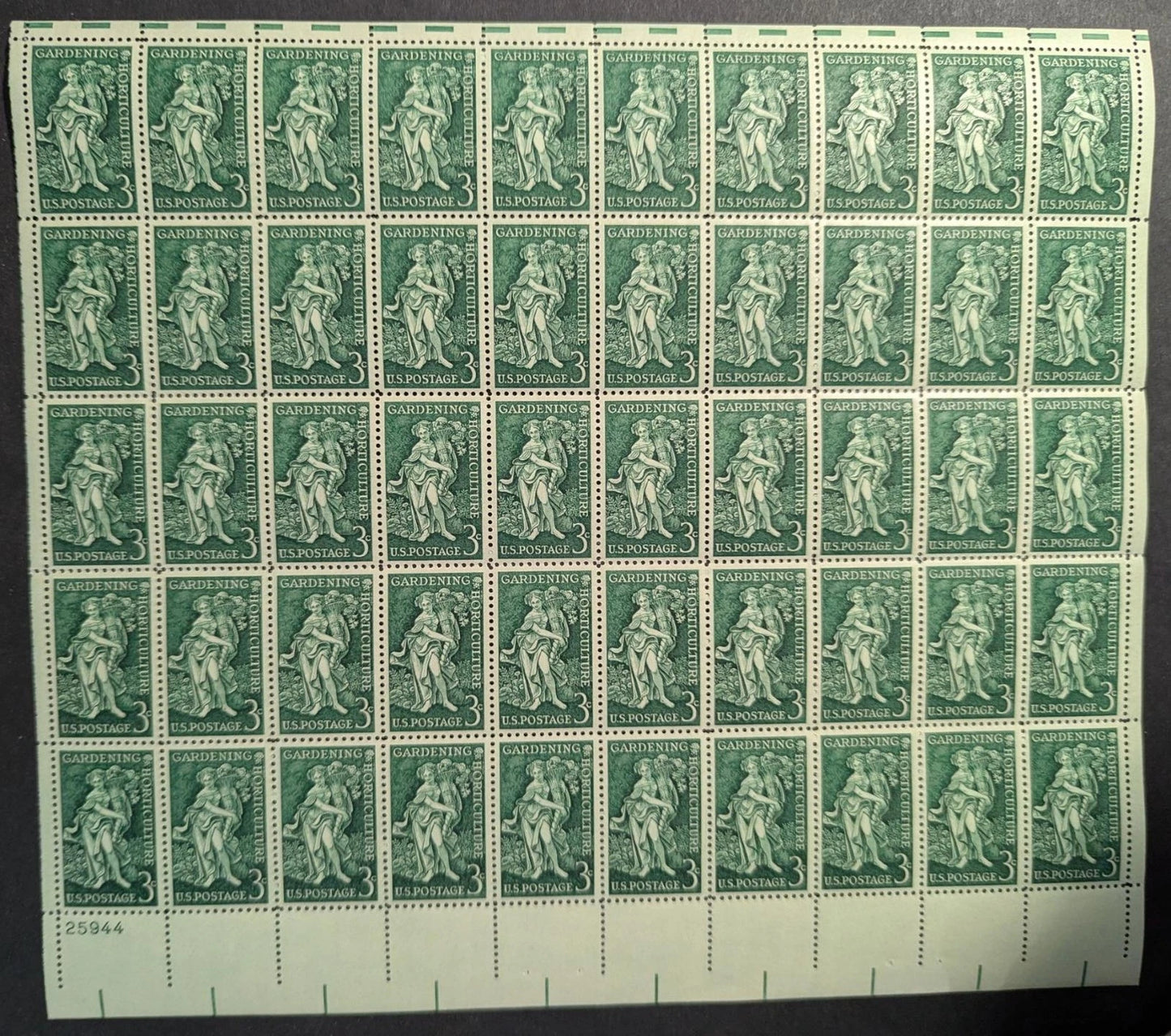 1958 USA 3c Gardening Sheet -Scott 1100 -MNH, Undisturbed OG -No Sig Flaws