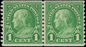 VEGAS - 1924 USA Franklin Coil Pair - Sc# 597 - MNH - Undisturbed OG