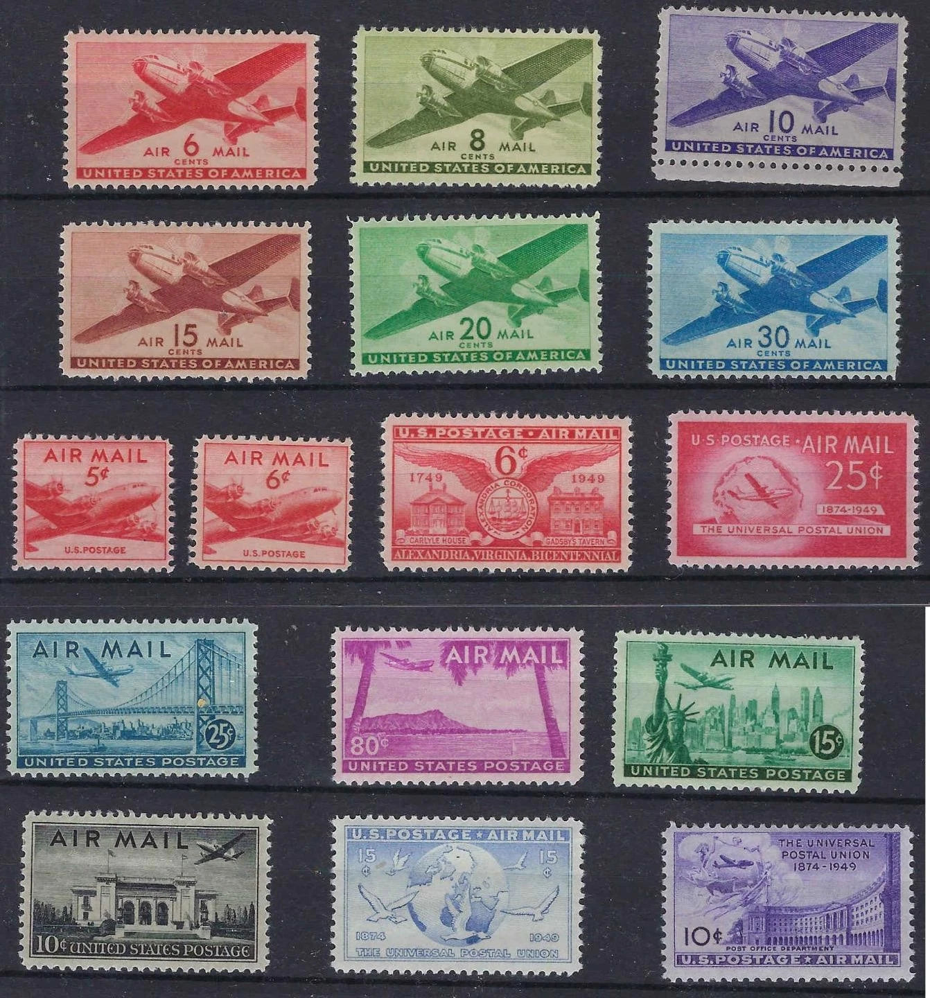 USA Airmail Set as Shown - All MH with Great Centering