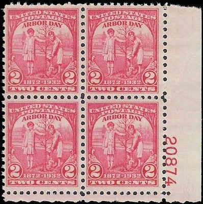 c1932 - #717 Arbor Day Plate Block - MNH, Undisturbed OG - Choice!