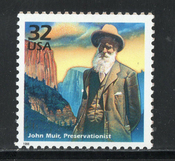 1998 The 1900s John Muir Single 33c Postage Stamp, Sc# 3182j, MNH, OG