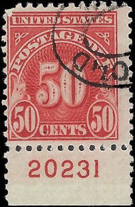 VEGAS - 1930 Postage Due 50c - Sc# J76 Used With Plate Number - Verified P11