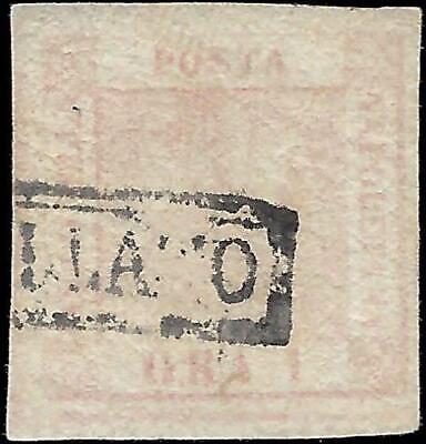 VEGAS - 1858 Two Sicilies Naples Italy 1g Stamp - Scott 2 - Used - Pale Lake