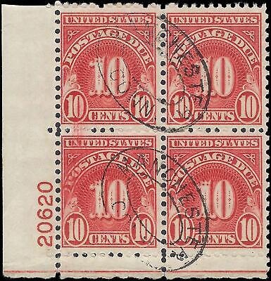 VEGAS - 1931 Postage Due 10c - Scott J84 Wet Printing - Used Plate Block