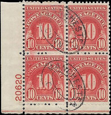 VEGAS - 1931 Postage Due 10c - Sc# J84 Wet Printing - Used Plate Block