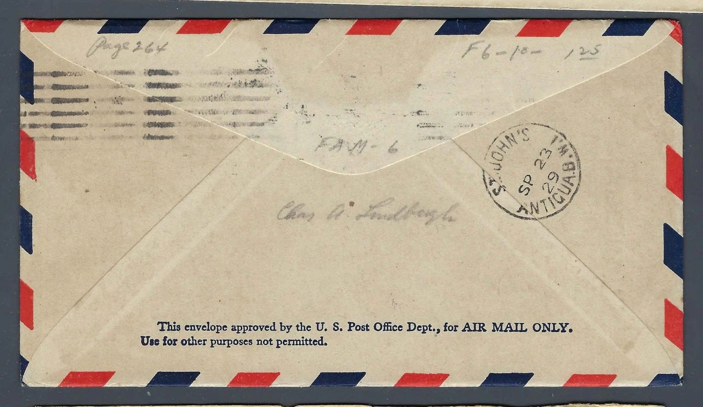 1929 FAM-6 First Flight San Juan-Paramaribo Via Antigua St Johns Transit