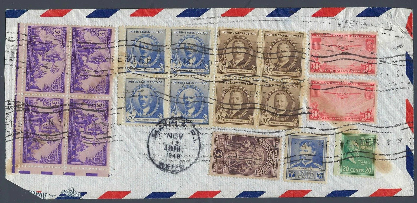 1940 Trans-Pacific Airmail Cover Rochester Manila C22 Pair Reverse Franking