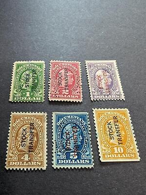 VEGAS - 1918-22 Stock Transfer Revenue - Scott RD12-RD17 - Some Perfins - Read
