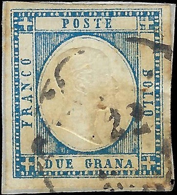 1861 Two Sicilies, Italy 2g Stamp - Sc# 22 - 4 Large Margins!